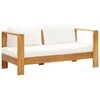 Sodo sofa su pagalvėlėmis, kreminė balta, 140cm, akacija