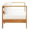 Sodo sofa su pagalvėlėmis, kreminė balta, 140cm, akacija