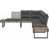 Sodo sofa su pagalvėlėmis, pilka, poliratanas/akacija, L formos