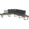 Sodo sofa su pagalvėlėmis, pilka, poliratanas/akacija, L formos