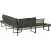 Sodo sofa su pagalvėlėmis, pilka, poliratanas/akacija, L formos
