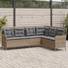 Sodo sofa su pagalvėlėmis, smėlio, poliratanas, L formos
