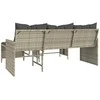 Sodo sofa su stalu/pagalvėlėmis, pilka, poliratanas, L formos