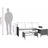 Sodo sofa su stalu/pagalvėlėmis, ruda, poliratanas, L formos