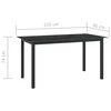Sodo stalas, juodas, 150x90x74cm, aliuminis ir stiklas