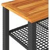 Sodo stalas, juodas, 70x38x42cm, poliratanas/akacijos mediena