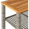 Sodo stalas, pilkas, 70x38x42cm, poliratanas/akacijos mediena