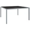 Sodo stalas, pilkos spalvos, 130x130x72cm, plienas ir stiklas