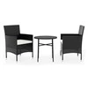 Lauko baldų komplektas Sodo valgomojo baldų komplektas, 3 dalių, juodas, poliratanas