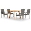Lauko baldų komplektas Sodo valgomojo baldų komplektas, 5 dalių, pilkos spalvos