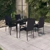 Lauko baldų komplektas Sodo valgomojo baldų komplektas, 5 dalių, juodos spalvos