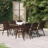 Lauko baldų komplektas Sodo valgomojo baldų komplektas, 7 dalių, rudas ir juodas