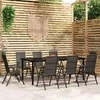 Lauko baldų komplektas Sodo valgomojo baldų komplektas, 9 dalių, juodos spalvos
