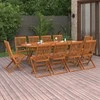 Lauko baldų komplektas Sodo valgomojo komplektas, 11 dalių, 220x90x75 cm, akacija