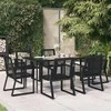 Lauko baldų komplektas Sodo valgomojo komplektas, 7 dalių, juodas, PVC ratanas