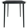 Sodo valgomojo stalas, juodas, 140x70x74cm, plienas ir stiklas