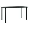 Sodo valgomojo stalas, juodas, 140x70x74cm, plienas ir stiklas