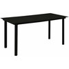 Sodo valgomojo stalas, juodas, 150x80x74cm, plienas ir stiklas
