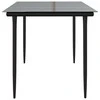 Sodo valgomojo stalas, juodas, 160x80x74cm, plienas ir stiklas