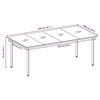 Sodo valgomojo stalas, juodas, 200x100x74cm, plienas ir stiklas