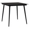 Sodo valgomojo stalas, juodas, 80x80x74cm, plienas ir stiklas