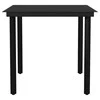 Sodo valgomojo stalas, juodas, 80x80x74cm, plienas ir stiklas