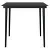 Sodo valgomojo stalas, juodas, 80x80x74cm, plienas ir stiklas