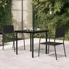 Sodo valgomojo stalas, juodas, 80x80x74cm, plienas ir stiklas