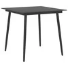 Sodo valgomojo stalas, juodas, 80x80x74cm, plienas ir stiklas