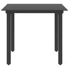 Sodo valgomojo stalas, juodas, 80x80x74cm, plienas ir stiklas
