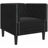 Fotelis Chesterfield krėslas, juodos spalvos, aksomas