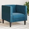 Fotelis Chesterfield krėslas, mėlynos spalvos, aksomas