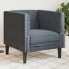 Fotelis Chesterfield krėslas, tamsiai pilkos spalvos, aksomas