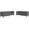 Sofa Chesterfield sofų komplektas, 2 dalių, pilkas, dirbtinė oda