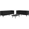 Sofa Chesterfield sofų komplektas, 2 dalių, juodas, dirbtinė oda