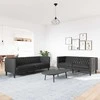 Sofa Chesterfield sofų komplektas, 2 dalių, juodas, dirbtinė oda