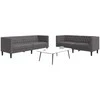 Sofa Chesterfield sofų komplektas, 2 dalių, pilkas, dirbtinė oda