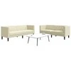 Sofa Chesterfield sofų komplektas, 2 dalių, kreminė, dirbtinė oda