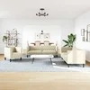 Sofa Chesterfield sofų komplektas, 3 dalių, kreminė, dirbtinė oda