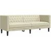 Sofa Chesterfield sofų komplektas, 3 dalių, kreminė, dirbtinė oda