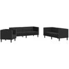 Sofa Chesterfield sofų komplektas, 3 dalių, juodas, dirbtinė oda