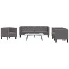 Sofa Chesterfield sofų komplektas, 3 dalių, pilkas, dirbtinė oda