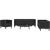 Sofa Chesterfield sofų komplektas, 3 dalių, juodas, dirbtinė oda