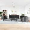 Sofa Chesterfield sofų komplektas, 3 dalių, juodas, dirbtinė oda
