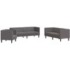 Sofa Chesterfield sofų komplektas, 3 dalių, pilkas, dirbtinė oda