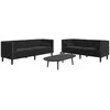Sofa Chesterfield sofų komplektas su pagalvėlėmis, 2 dalių, juoda