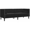 Sofa Chesterfield sofų komplektas su pagalvėlėmis, 3 dalių, juoda