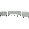 Sofa Chesterfield sofų komplektas su pagalvėlėmis, 3 dalių, pilka
