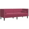 Sofa Chesterfield sofų komplektas su pagalvėlėmis, 3 dalių, raudona