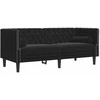 Sofa Chesterfield sofų komplektas su pagalvėlėmis, 3 dalių, juoda